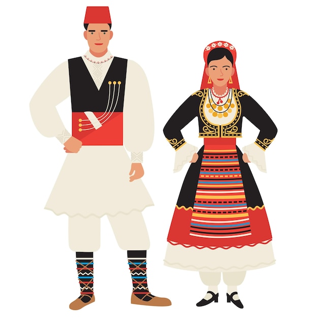 Girl and young man in Greek folk costume