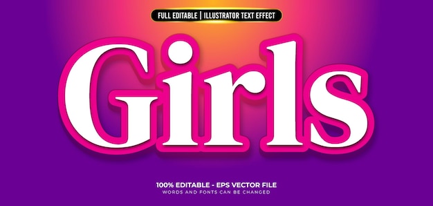 Girls 3d text effect editable