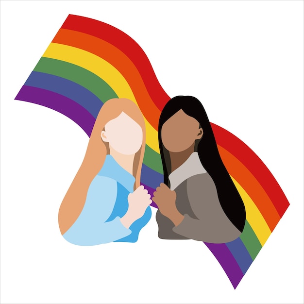 Girls on the background of the LGBT flag icon vector illustration symbol