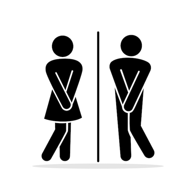 Girls and boys restroom pictograms. Funny toilet couple sign