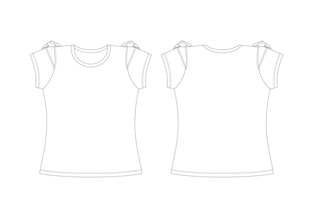 GIRLS RN HS FANCY TOPS FRONT amp BACK Technical Flat Sketches Front and Back Silhouette Mockup