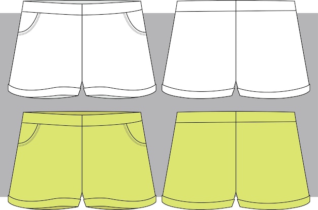 Girls shorts flat sketch