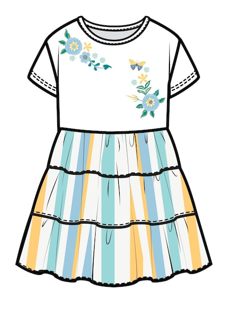 GIRLS AND TEENS FASHION WEAR DRESS VECTOR ILLUSTRATION