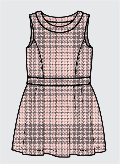 GIRLS AND TEENS FASHION WEAR DRESS VECTOR ILLUSTRATION