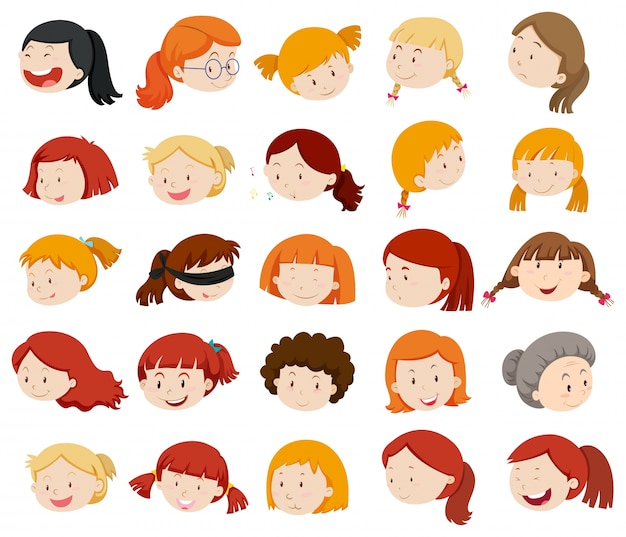 Girls and women faces illustration