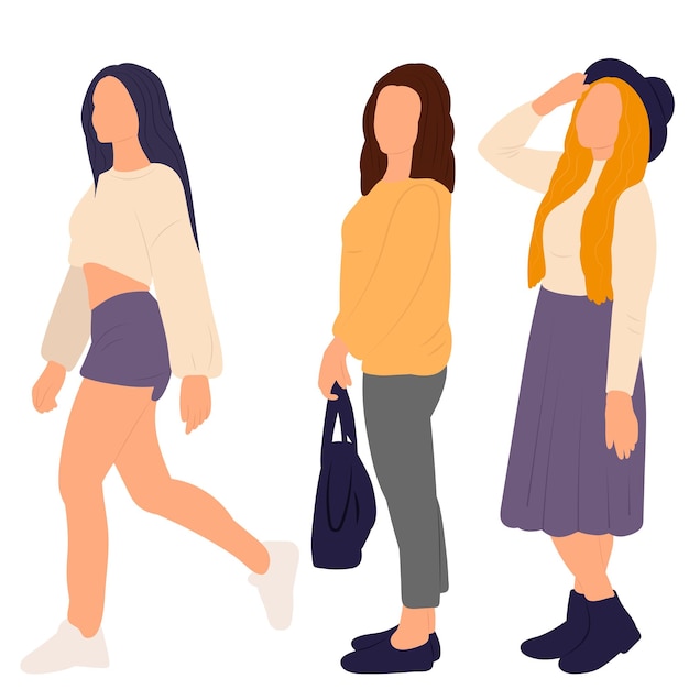 Girls women flat design isolated