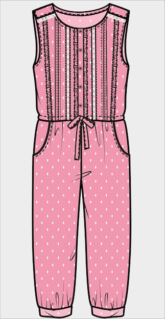 GIRLS AND WOMEN WEAR PINFORE DRESS JUMPSUIT DUNGAREE VECTOR ILLUSTRATION