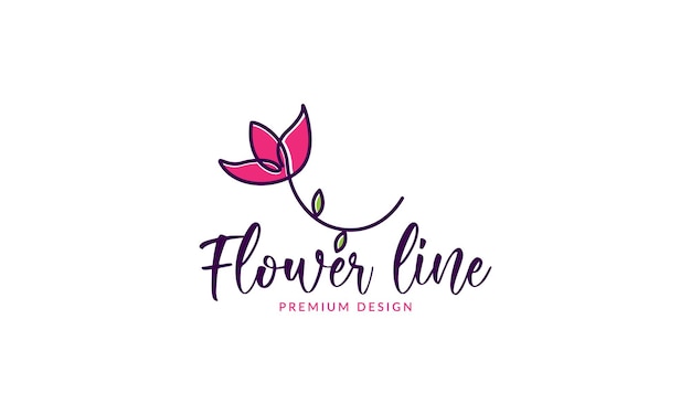 Girly flower lines art pink logo design vector icon symbol illustration