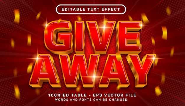 give away 3d text effect and editable text effect