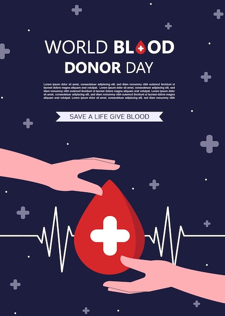 Give Blood Save Life Medical Donation Campaign with Heartbeat and Blood Drop Graphics