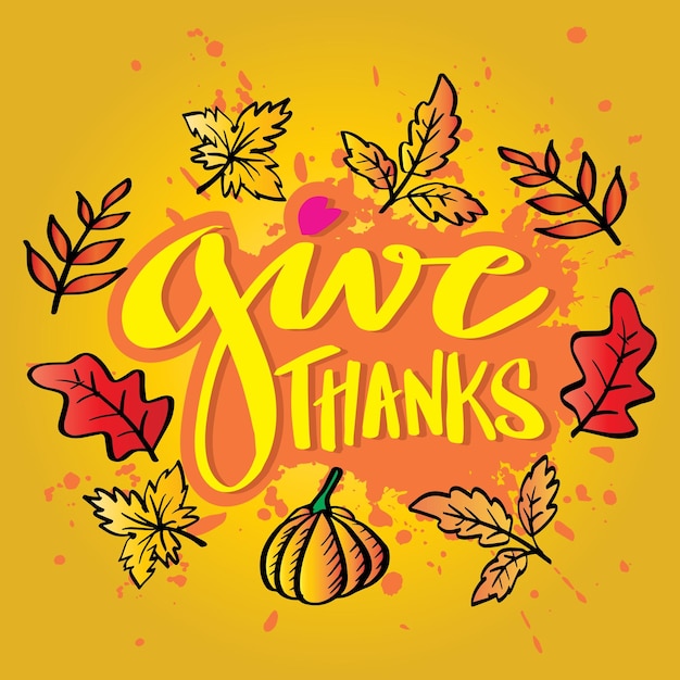 Give thanks hand lettering greeting card.