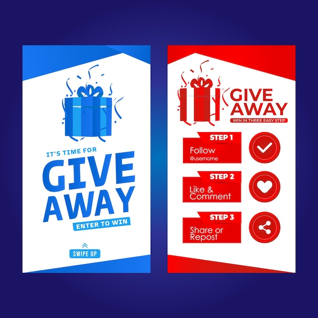 Giveaway banner template gift social media follow like share