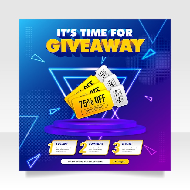 Giveaway contest social media post banner template