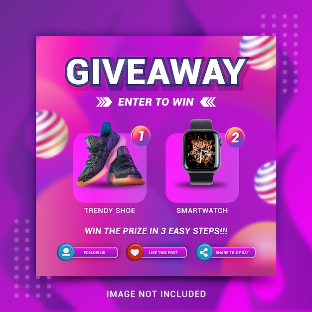 Giveaway creative concept dynamic social media banner post template