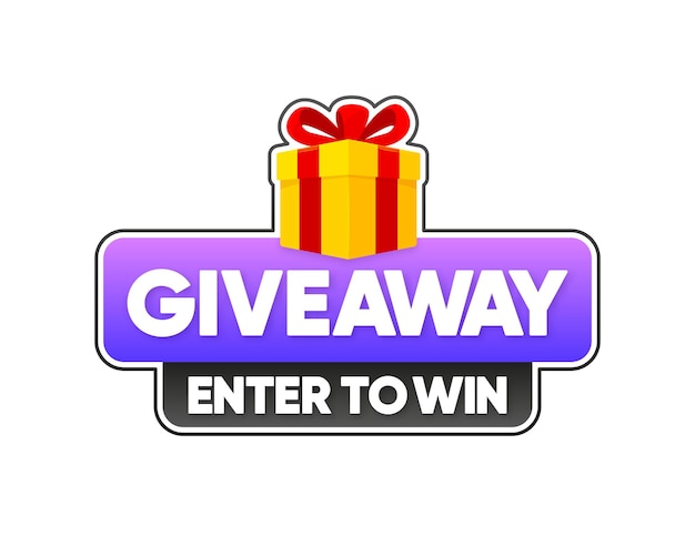 Giveaway Enter to Win Gift box Poster for social media post or website banner Vector illustration