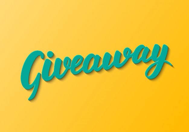 Giveaway lettering on orange background.