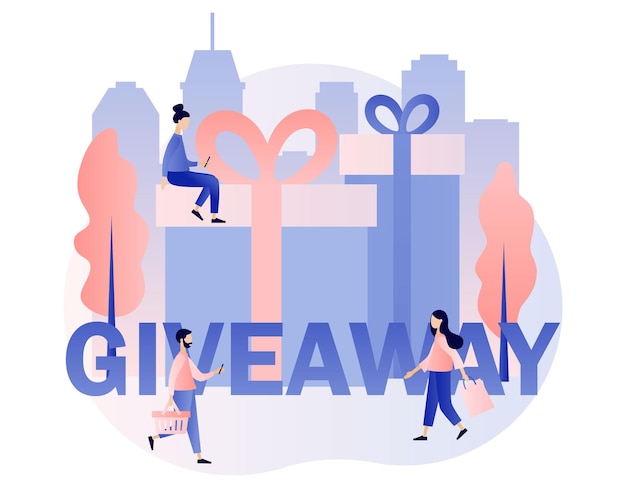 Giveaway marketing concept set. Flat cartoon style. Vector illustration	