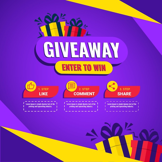 Giveaway quiz contest for social media feed template giveaway prize win competition