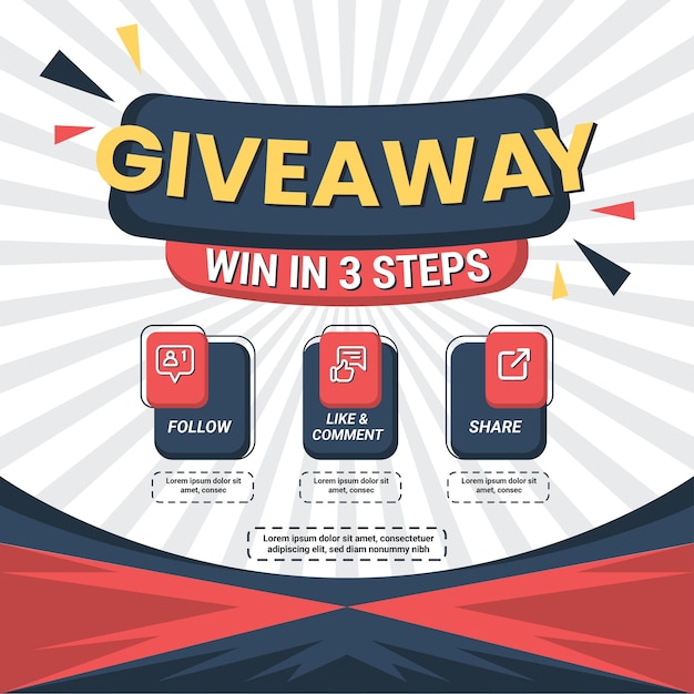 Giveaway quize contest for social media feed template giveaway prize win competition