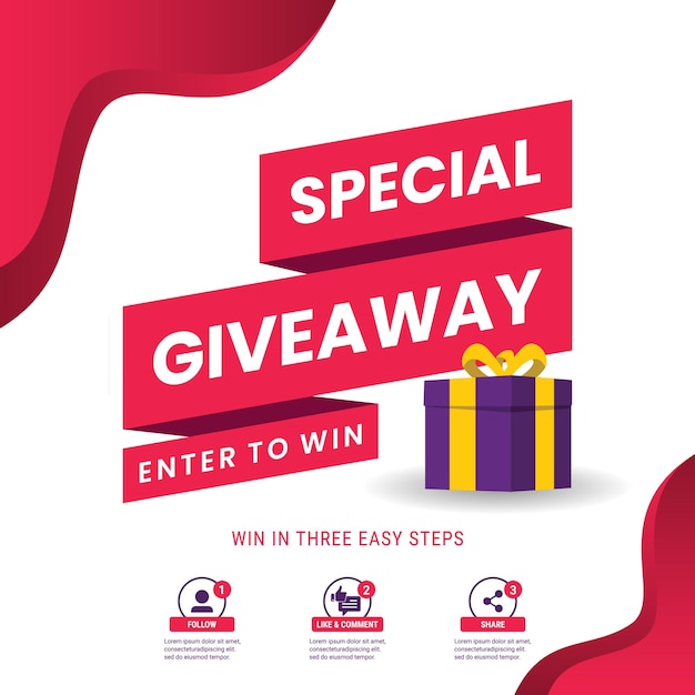 Giveaway social media contest vector template