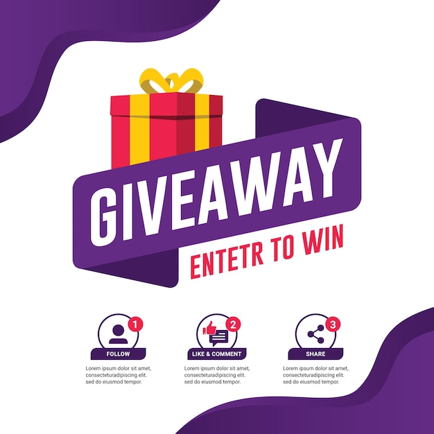 Giveaway social media contest vector template