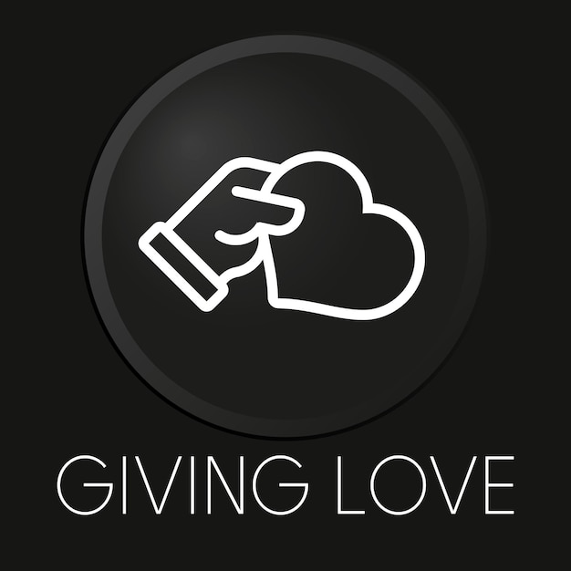 Giving love minimal vector line icon on 3D button isolated on black background Premium VectorxA