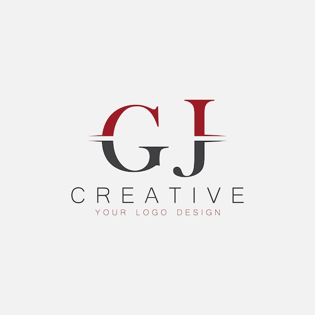 GJ initial monogram with letter creative logo