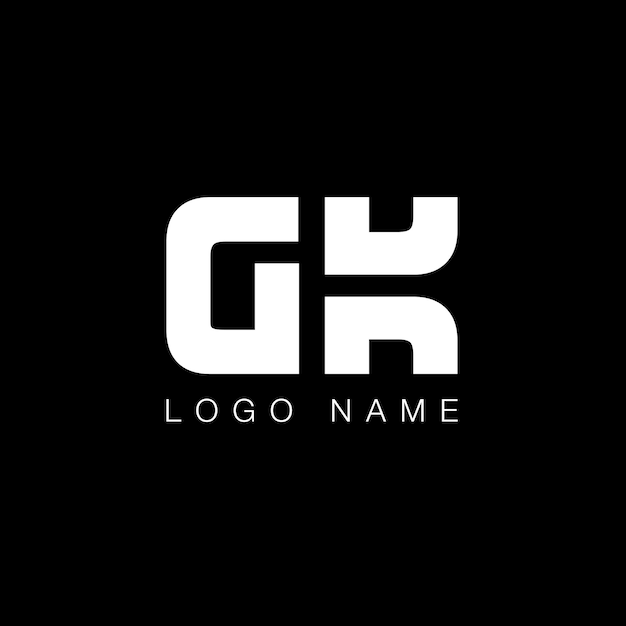 GK letter business logo in black and white color