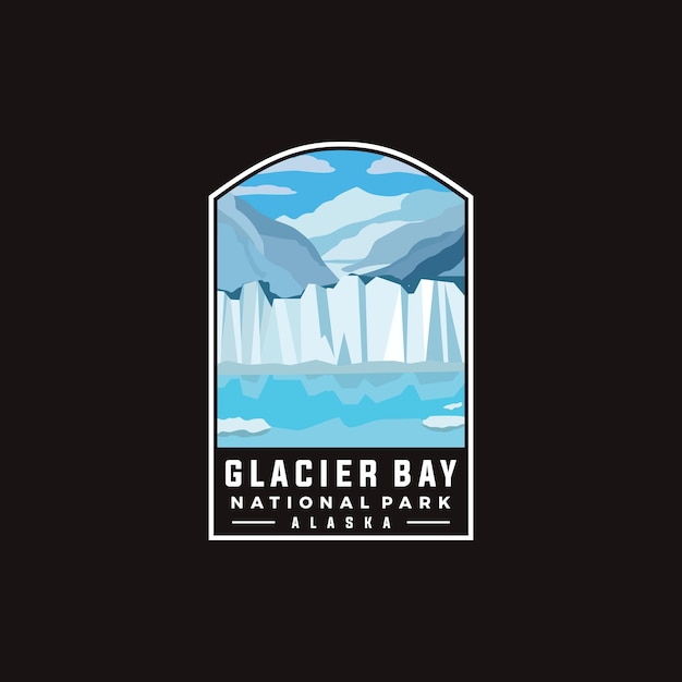 Vector glacier bay national park vector template in badge patch style. alaska america landmark illustration