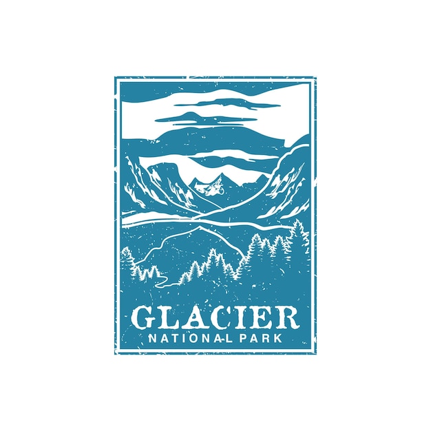 Vector glacier national park vector illustration in stamp style