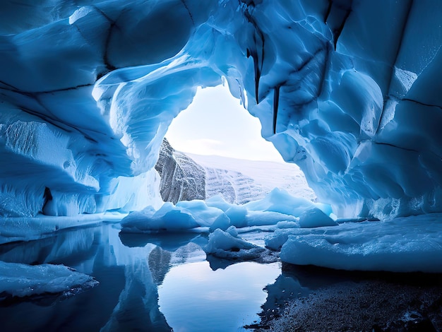 Vector a glacier with a small iceberg in the middle of it