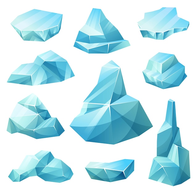 Glaciers iceberg pieces blue blocks of ice frozen water and snow crystals of ice iceberg broken piec