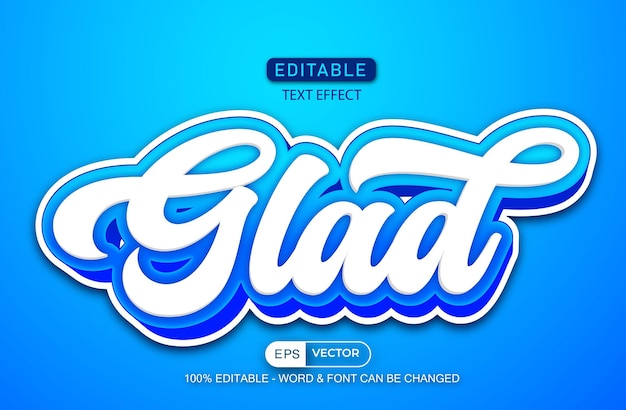 Glad Editable Text Effect Vector 3d style