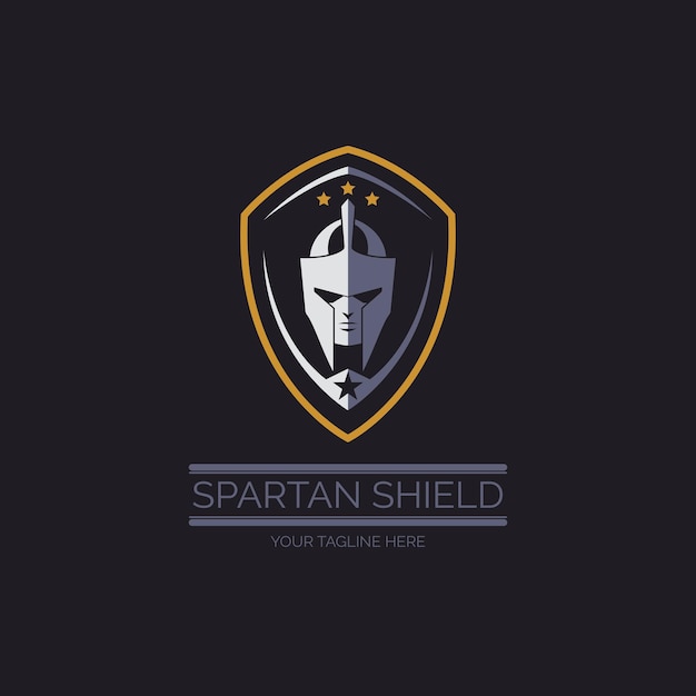 gladiator spartan warrior shield logo design template for brand or company