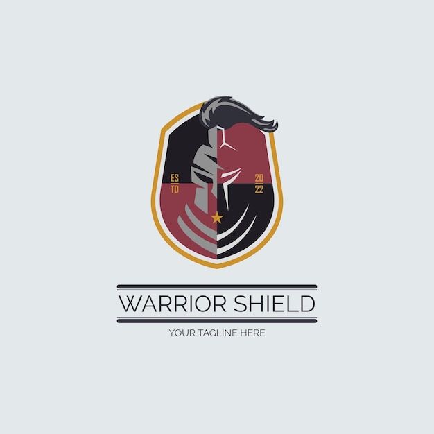 gladiator spartan warrior shield logo design template for brand or company