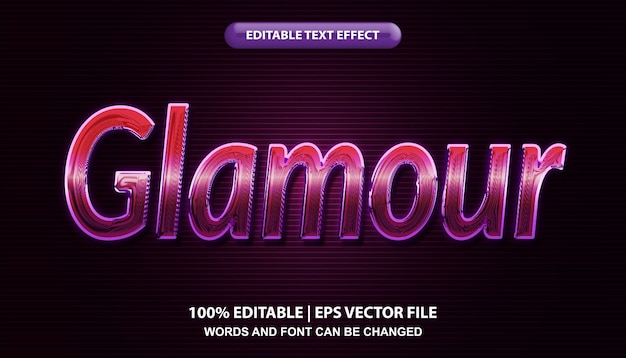 Glamour editable text effect template, futuristic purple neon effect font style