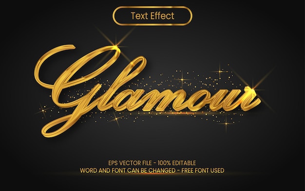 Glamour text effect style gold theme Editable text effect