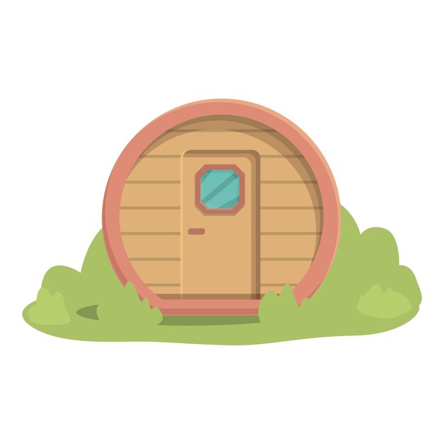 Vector glamping barrel icon cartoon vector camping house nature weekend