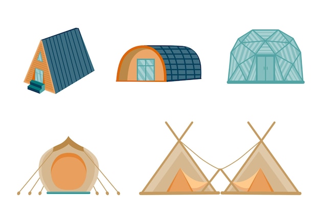 Glamping flat tent set