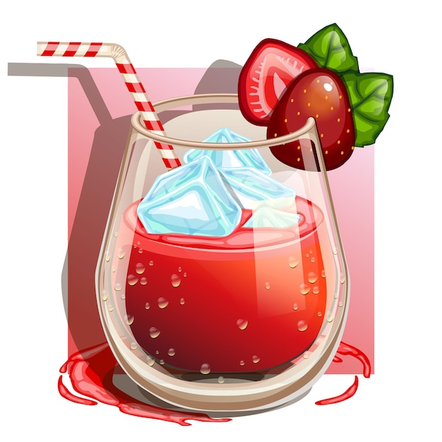 Glass of 100% strawberry juice isolate