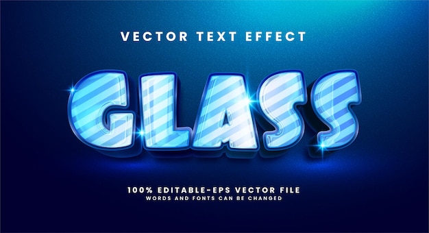 Glass 3D text effect. Editable text style effect with glossy concept.