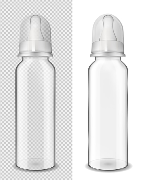 Glass baby bottle for milk with cap