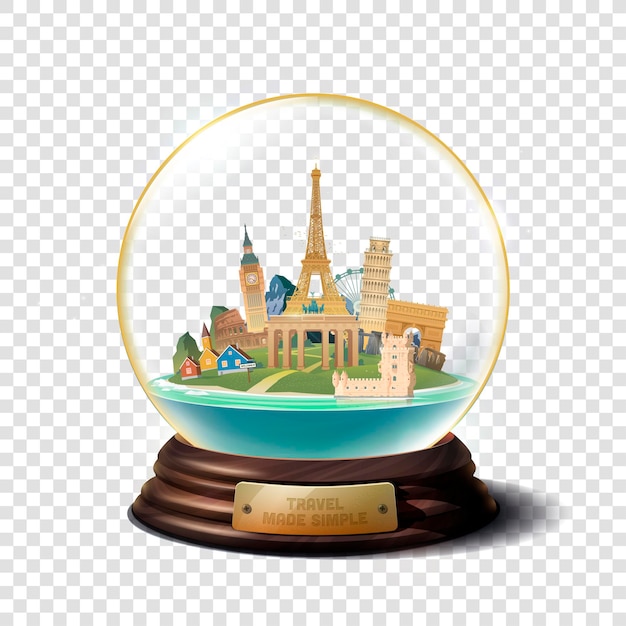 The glass ball with landmarks