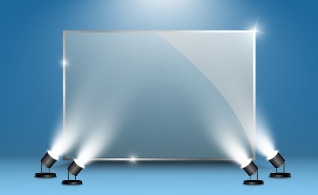 Vector glass banners on transparent background.empty transparent glass frame. clean background.