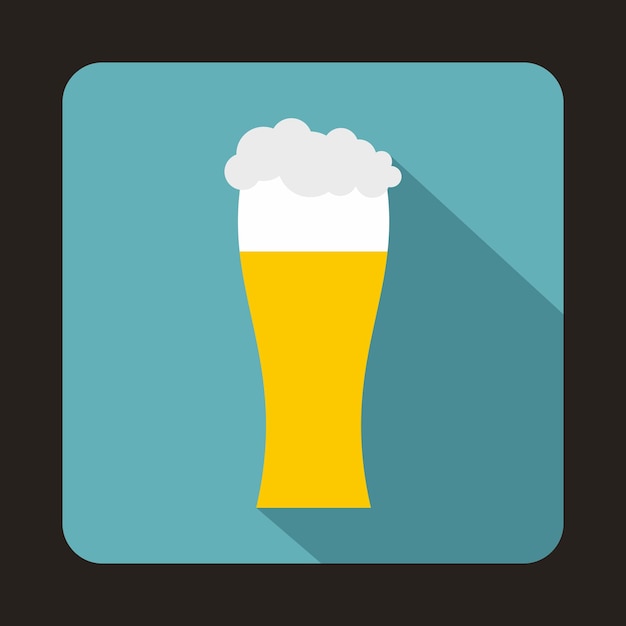 Glass of beer icon in flat style on a baby blue background