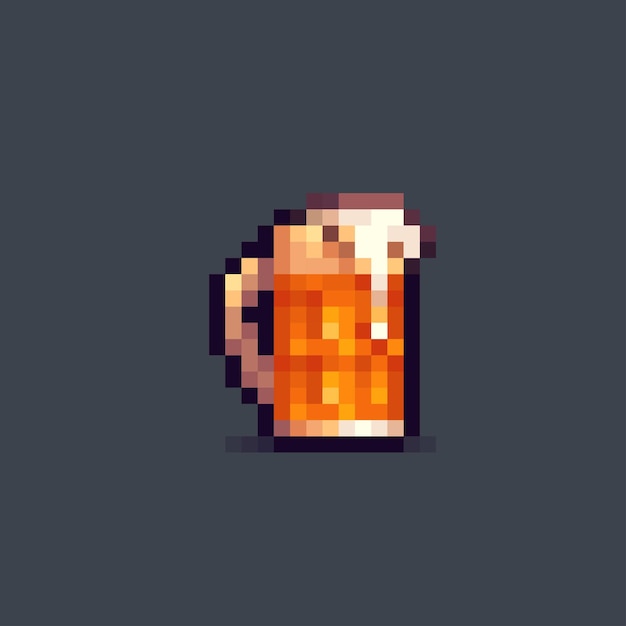 glass of beer in pixel art style