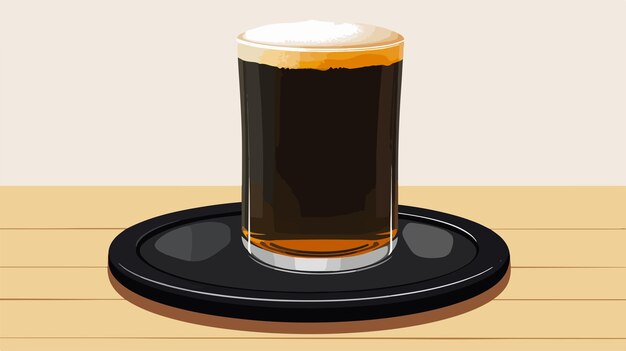 Vector a glass of beer sits on a table with a black hat on it