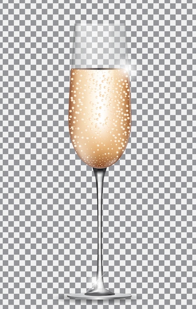 Glass of Champagne on on Transparent Background. Vector Illustration