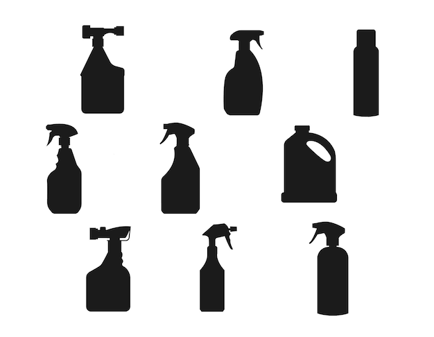 Glass cleaner bottle isolated vector Silhouettes