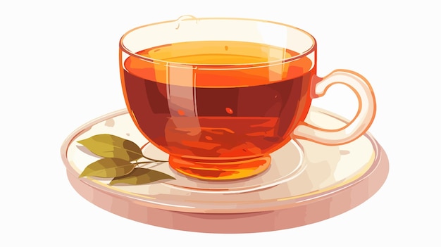 Glass Cup with Hot Tea on White Background